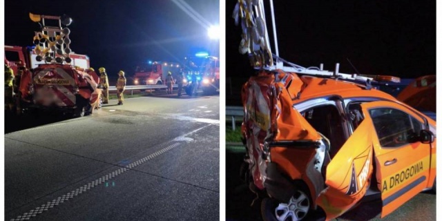 Wypadek na A1: TIR najechał na samochód służby drogowej! Ranny pracownik trafił do szpitala [Foto]